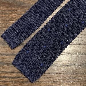 SUITSUPPLY Knitted Blue Dot Tie - Linen / Silk